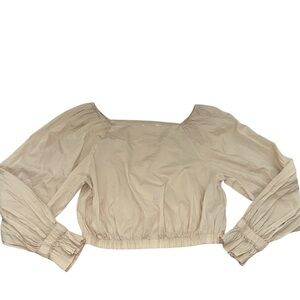 Levi’s Neutral Beige Puff-Sleeve Square-Neck Crop Top